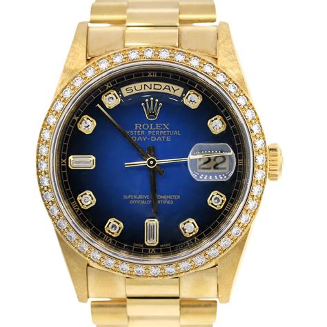 gold rolex day date blue face|rolex day date blue dial.